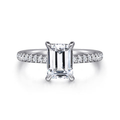 14K White Gold Emerald Cut Diamond Engagement Ring thumbnail 1