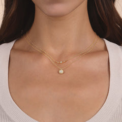 14K Yellow Gold Curved Bar Necklace with Diamond Stations thumbnail 4