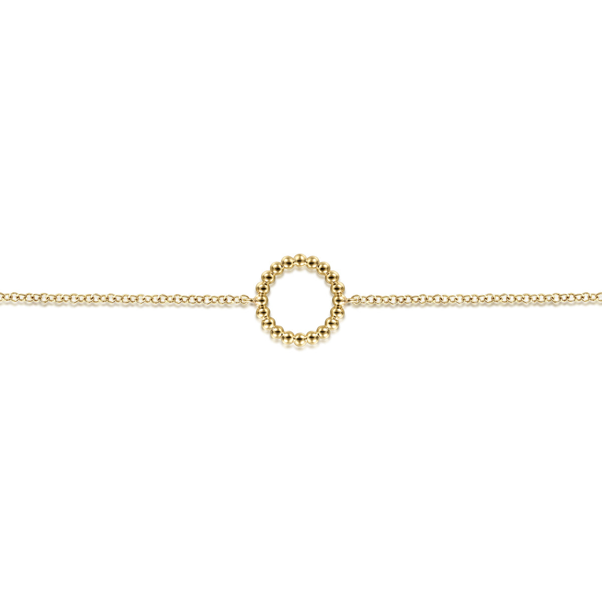 14K Yellow Gold Beaded Circle Chain Bracelet - View 2