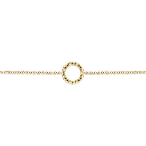 Bracelet chaîne cercle à perles en or jaune 14 carats
