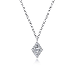 14K White Gold Pavé Diamond Pendant Necklace thumbnail 1