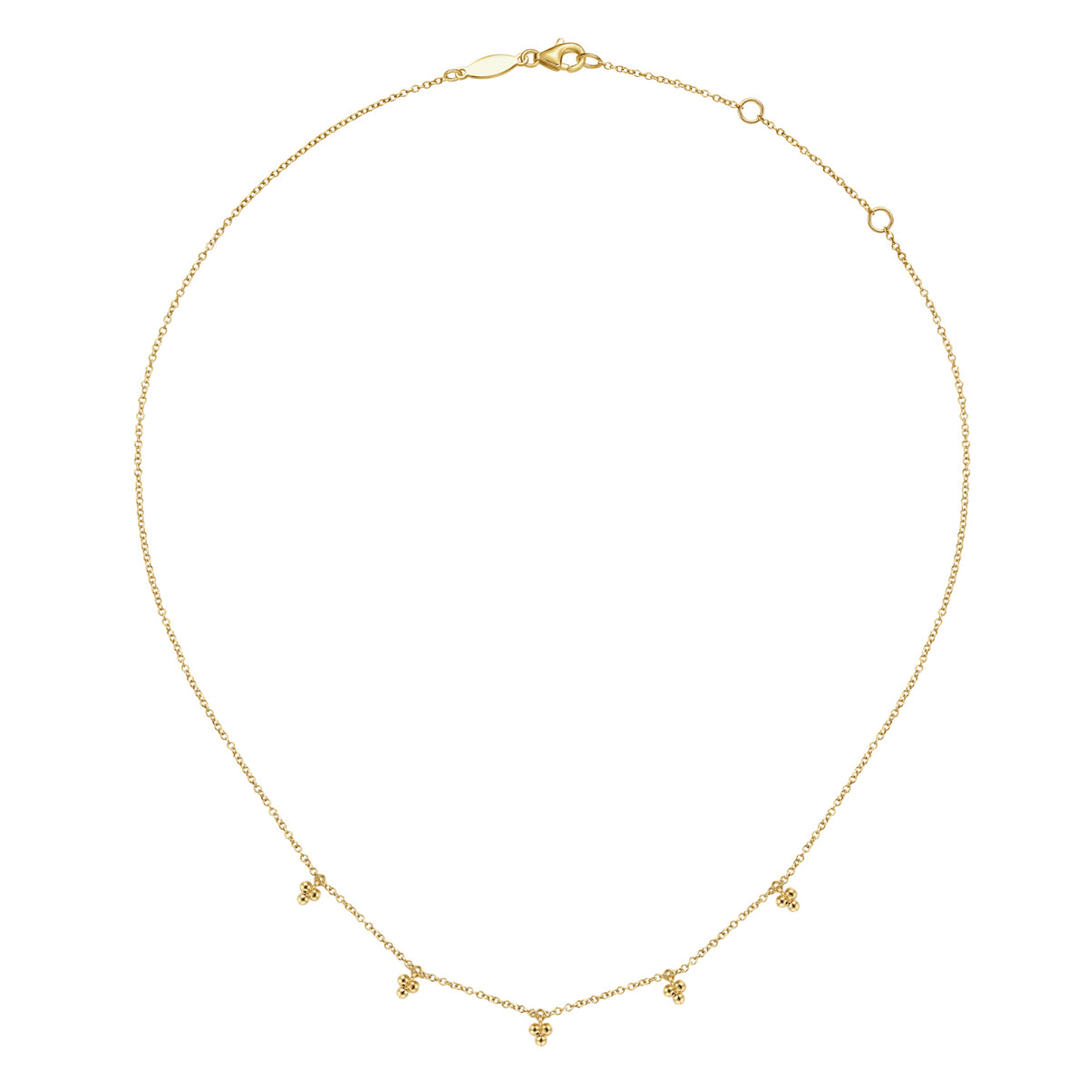14K Yellow Gold Beaded Station Droplet Necklace - View 2