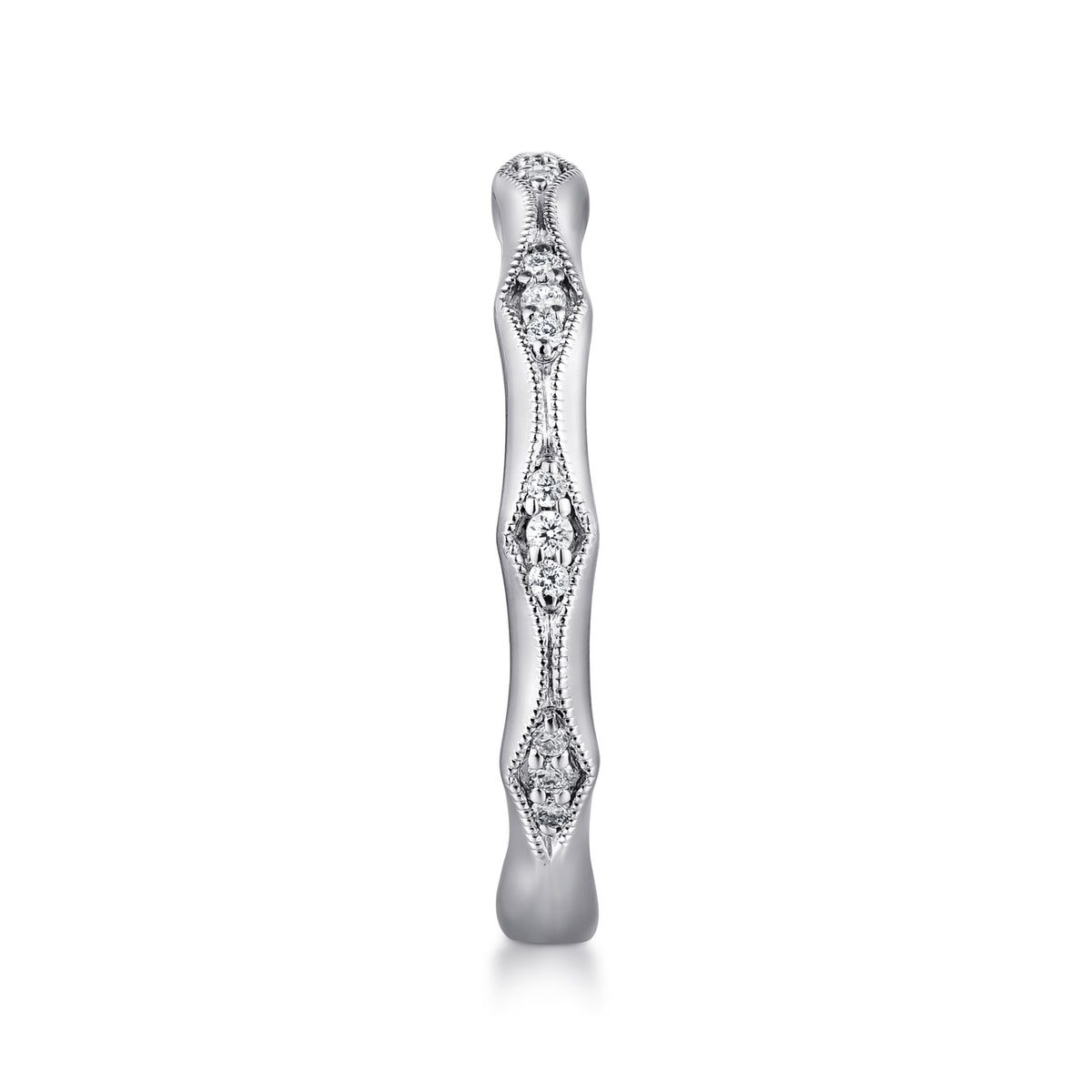 14K White Gold Matching Wedding Band - View 6
