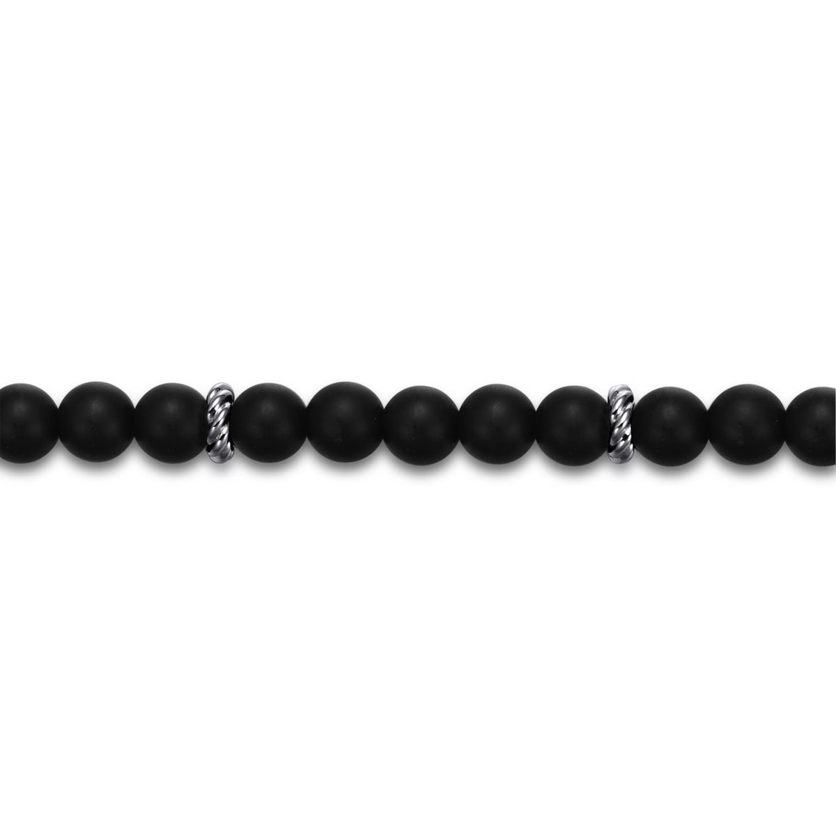 Sterling Silver and 6mm Matte Onyx Beaded Bracelet - View 2