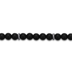 Sterling Silver and 6mm Matte Onyx Beaded Bracelet thumbnail 2