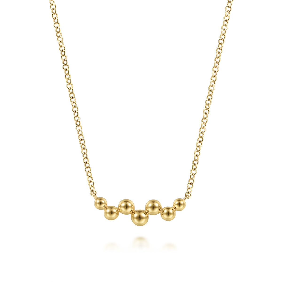 14K Yellow Gold Bead Bar Necklace - View 1