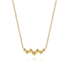 14K Yellow Gold Bead Bar Necklace thumbnail 1