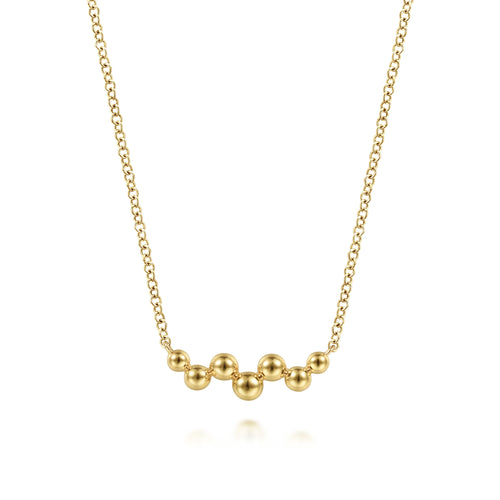 14K Yellow Gold Bead Bar Necklace