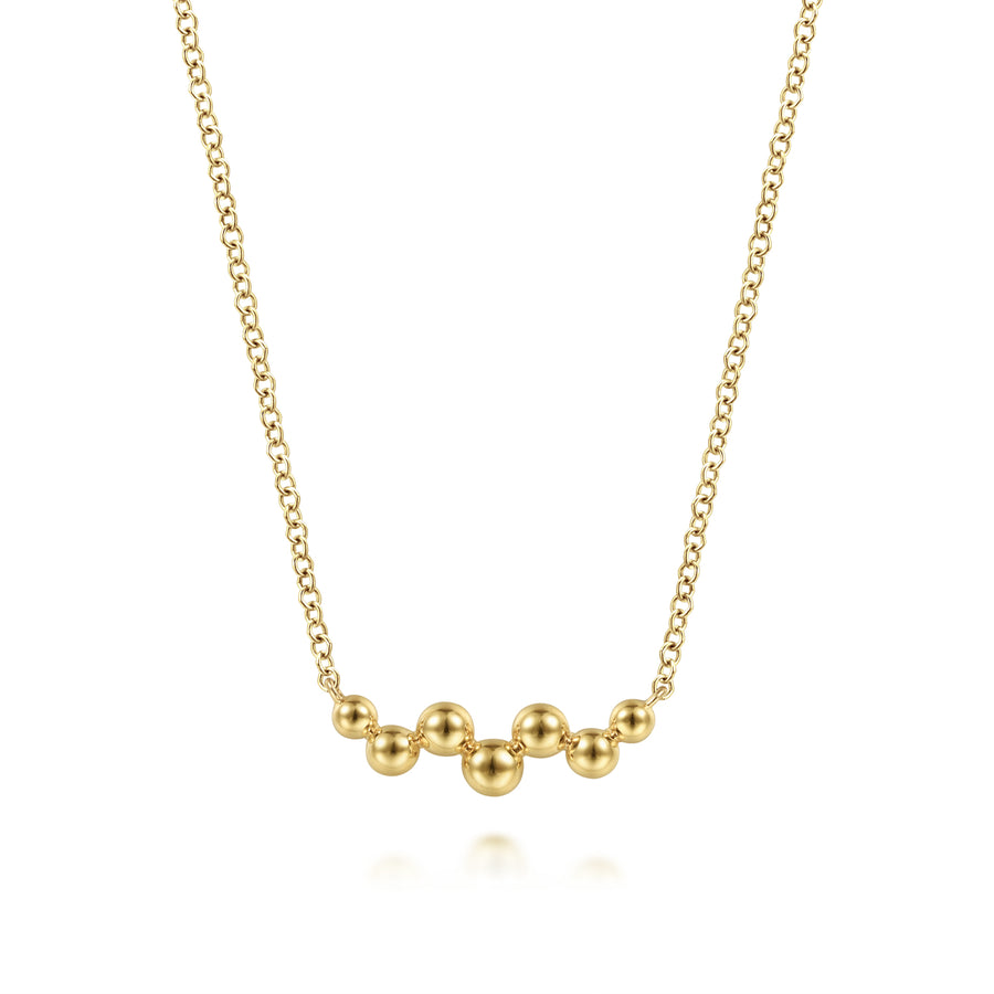14K Yellow Gold Bead Bar Necklace