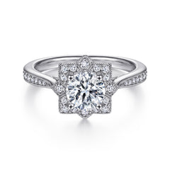 Vintage-Inspired Round Halo Diamond Engagement Ring - 0.21 CTW thumbnail 1