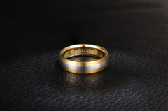 14K White-Yellow Gold 6mm Two Tone Men's Wedding Band in Satin Finish thumbnail 6