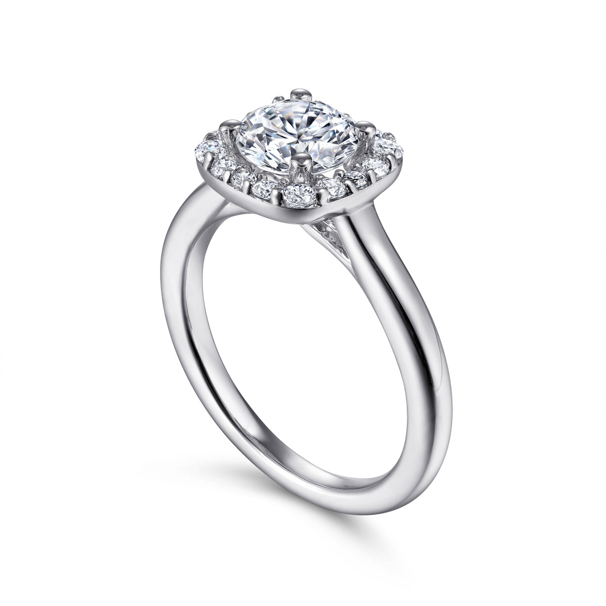 Round Lab-Grown Diamond Cushion Halo Engagement Ring - View 3
