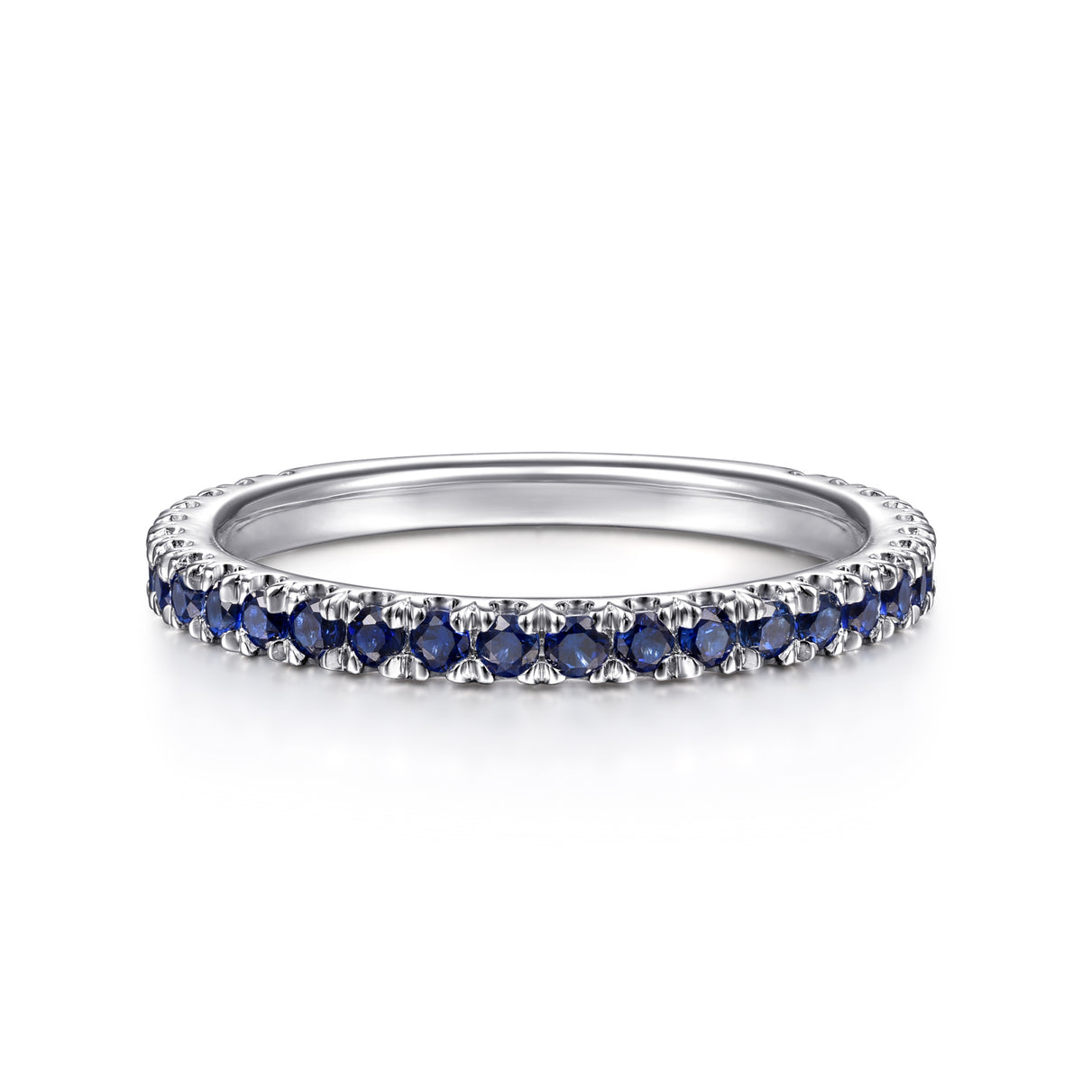 14K White Gold Sapphire Stackable Ring - View 1