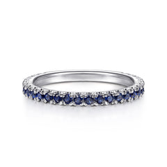 14K White Gold Sapphire Stackable Ring thumbnail 1