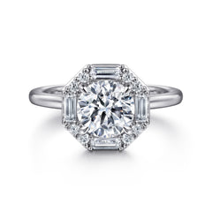 Octagonal Hidden Halo Diamond Engagement Ring thumbnail 1