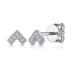 14K White Gold Diamond Chevron Earrings thumbnail 1