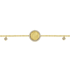 14K Yellow Gold Engravable Disc Chain Bracelet with Diamond Accents thumbnail 3