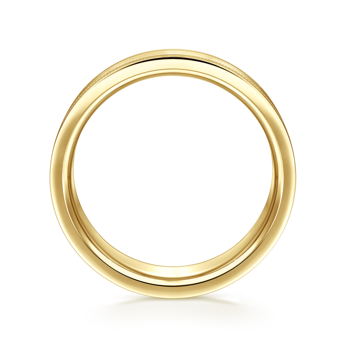 14K Yellow Gold 6mm Men's Wedding Band in Satin Finish - View 2