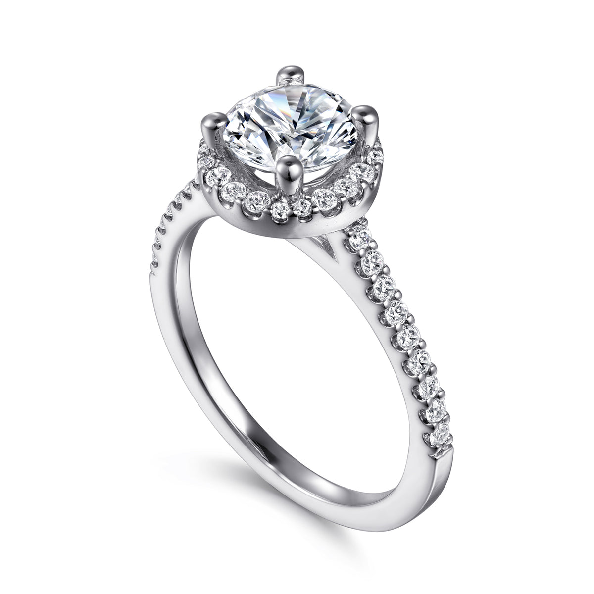 Classic Round Halo Diamond Engagement Ring - View 3