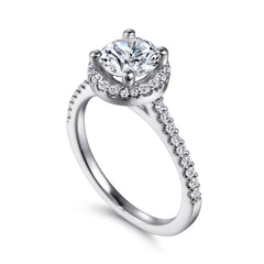 Classic Round Halo Diamond Engagement Ring thumbnail 3