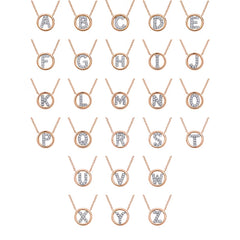Collier pendentif initiale cercle ouvert serti de diamants en or 14 carats thumbnail 3