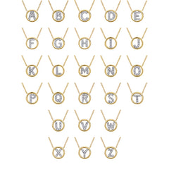 Collier pendentif initiale cercle ouvert serti de diamants en or 14 carats thumbnail 4