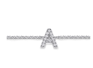 Bracelet chaîne 14K avec initiale en diamant - View 4