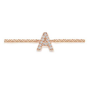 Bracelet chaîne 14K avec initiale en diamant - View 5