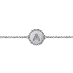 Bracelet initiale ronde avec diamants, 7 pouces. thumbnail 2