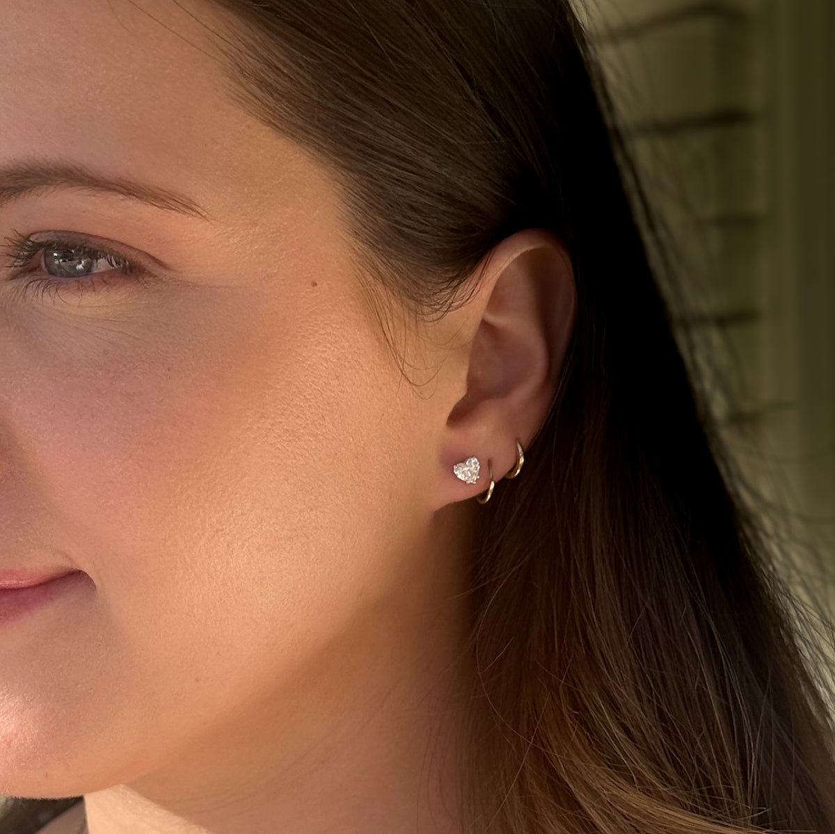 Diamond Heart Studs - View 3